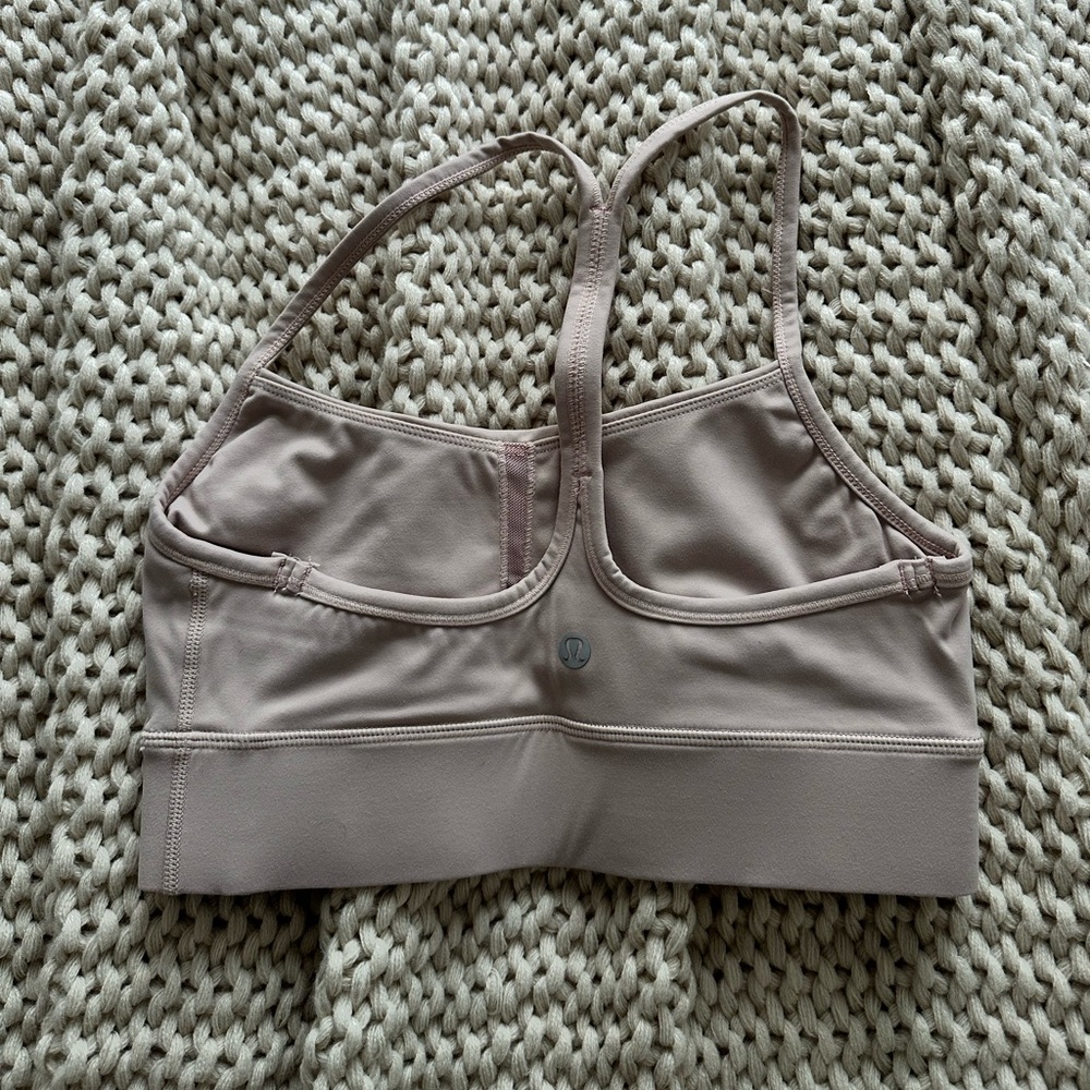 Lululemon light pink long line flow Y bra